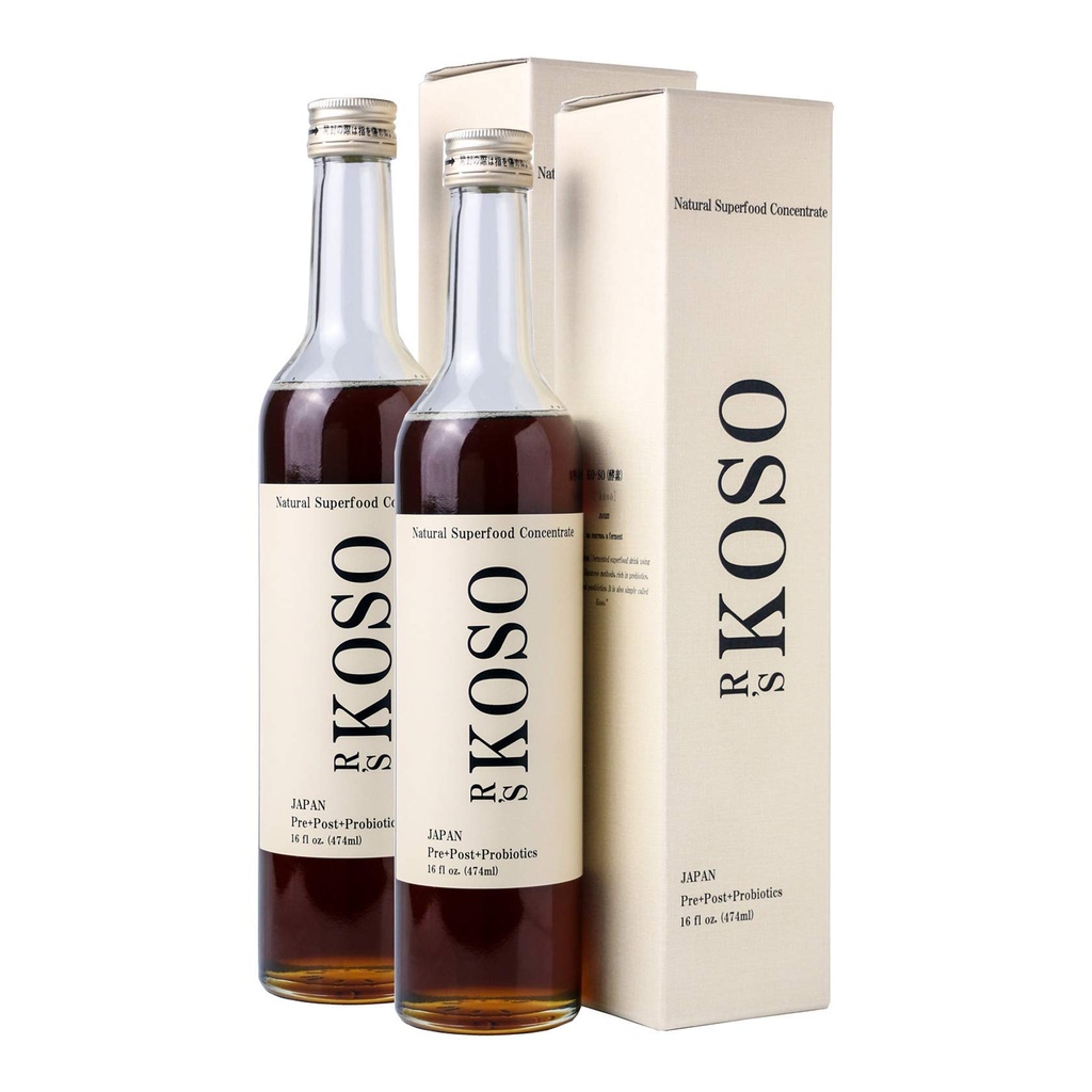 R's KOSO 5-Day Cleanse Japanese Enzyme Drink Rich in Probiotici e Prebiotici, Fatto da 100+ Verdura ? Frutti - Supporto naturale per una migliore digestione e salute del fegato + Detox + Cleanse - 16oz × 2
