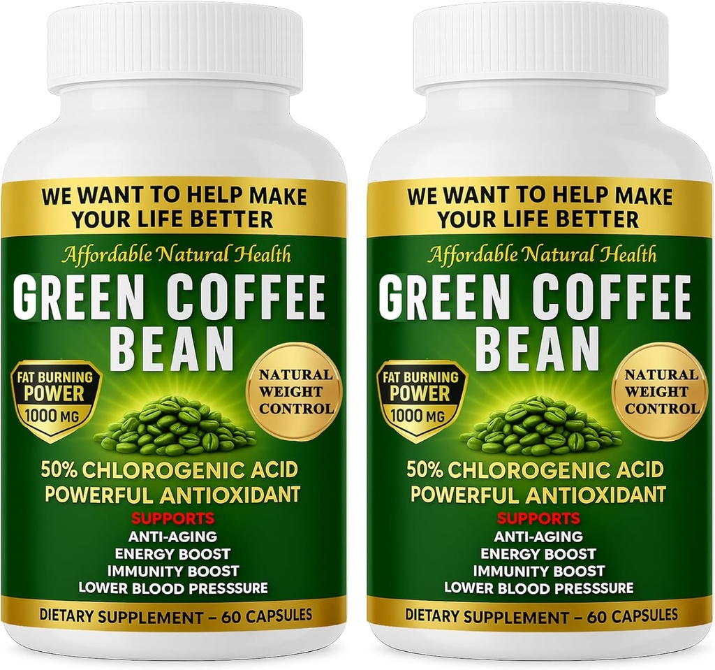 Grüne Kaffeebohnen-Extrakt, 100% reine grüne Kaffeebohnen-Kapseln, 50% Chlorogenic Säure, 10.000 mg Stärke, 120 Kapseln, 4 Monate Versorgung, Non-GMO und Gluten frei, traditionelle Kräuterergänzung