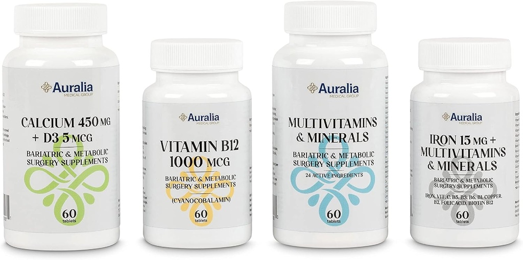 Bariatric Multivitamin Iron Calcium B12 Vitamine 1 PER Giorno per Maniche Gastriche Bypass Surgery Supplementi 60 compresse Ogni (2-Month di alimentazione)