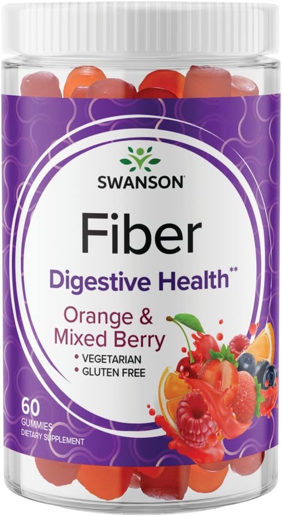 Swanson Gommies mixtes de fibres de baies - Soutien digestif Promotion de la régularité et des niveaux de lipides sains - Toutes les formules naturelles pour aider à soutenir un microbiome de gueule sain - (60 Gommies, 5g Chacun)
