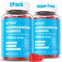 Ashwagandha Gummies, Magnesium Glycinate Gummies 2000mg für Erwachsene, Vitamin B6, Zink, Rhodiola Rosea, Zitronenbalsam, Entspannungsunterstützung, Natürliche Zzz, Gehirn, Muskel, Stamina, Energie, Zuckerfrei