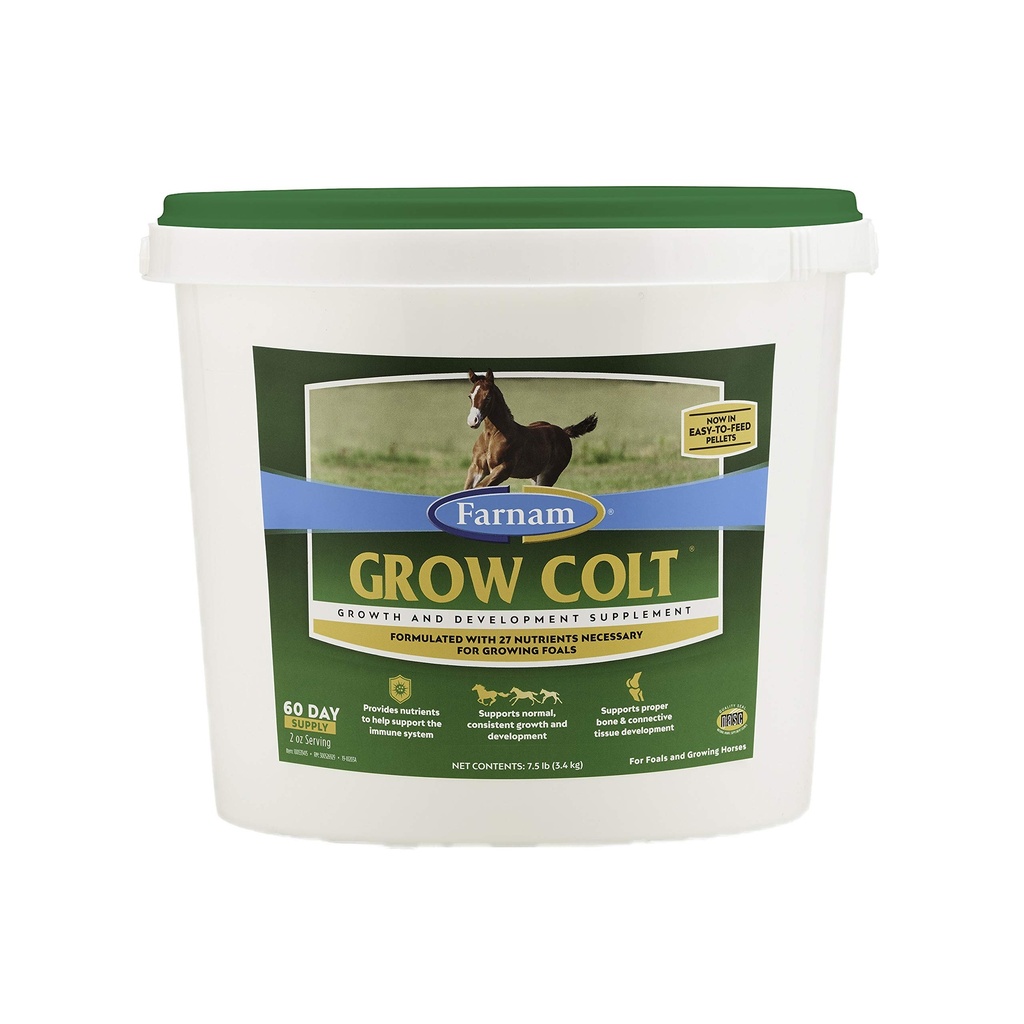 Farnam Grow Colt Supplemento per la crescita e lo sviluppo, Supporta la crescita normale, coerente nei primi anni di vita del puledro, 7.5 lbs., 60 giorni di alimentazione