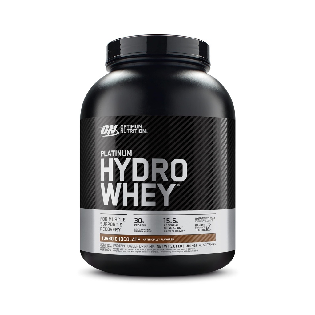 Optimum Nutrition Platinum Hydrowhey Protein Powder, 100% idrolizzato Whey Protein Isolate Powder, Sapore: Turbo Chocolate, 40 Servings, 3.61 Pounds (Packaging May Vary)