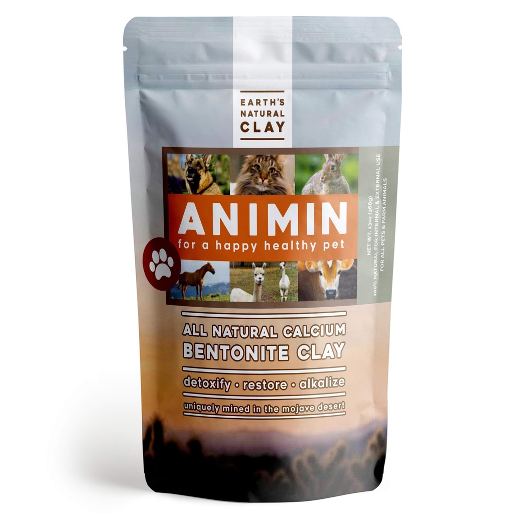 Erden lebende Animin Kalzium Bentonit Clay für Tiere | 13 oz | Alkalisierendes Detox-Pulver hält Arthritis, Durchfall usw. | reinigt Toxine, Parasiten, Bakterien | Unterstützt Verdauungs- und Immunsystem