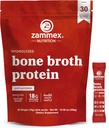 Zammex Bone Broth Collagen Packets-20g Collagen Protein-Bone Broth Powder to Go-30 Travel Packets-Supports articolazioni per unghie della pelle, Gut Health | Gluten-Free |Keto & Paleo Friendly-Natural Flavor