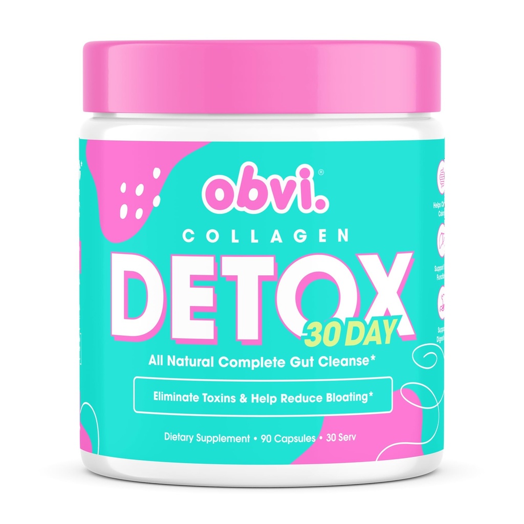 Obvi Detox Colon Cleanse Supplement | Fördert Verdauungs- und Gutgesundheit, Bloating Relief, Hilft entfernen Toxine | Immununterstützung mit Milchdistel, Psyllium Husk, Senna Leaf | 90 Kapseln | 30 Servierungen