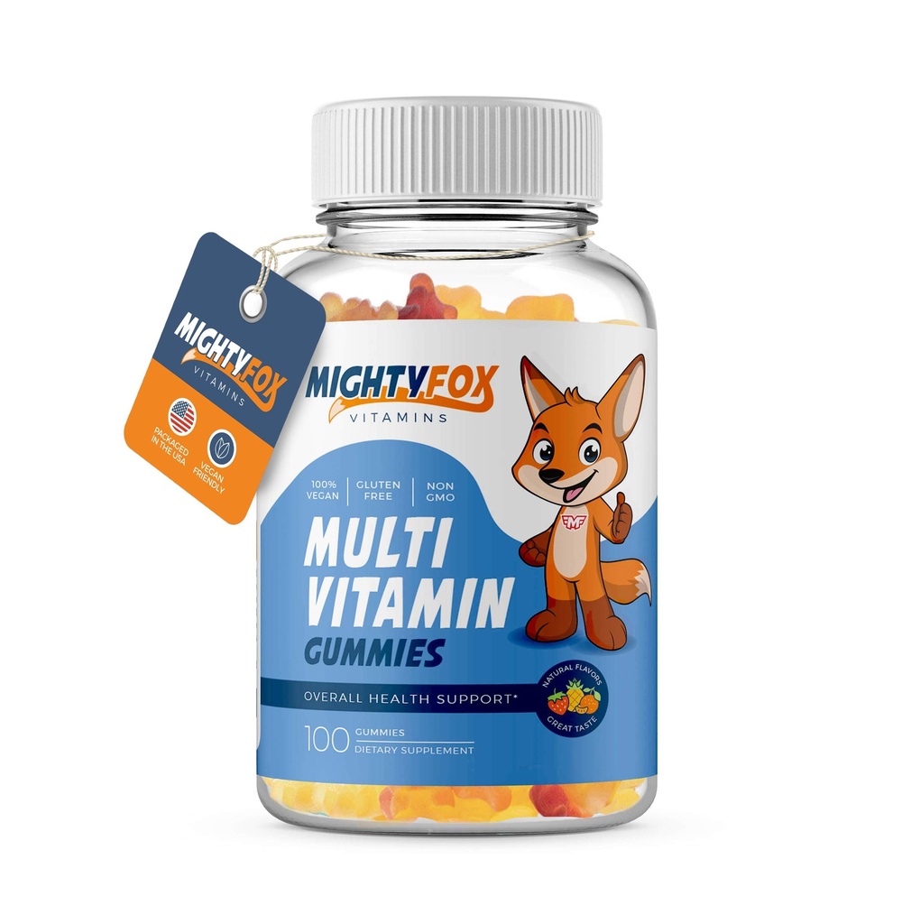 Gummie Multivitaminiche per bambini - Non OGM, Senza glutine, Vegan Multivitaminico Gummies w/Vitamin C, B3, B5, B6, B12, Zinc 100 Count, 1 Pack – Vitamine per bambini e adulti