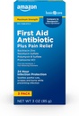 Soins de base Force maximale Premiers soins Onguent triple antibiotique, soulagement de la douleur pour les coupures mineures, les éclats et les brûlures, 3 onces (paquet de 1)