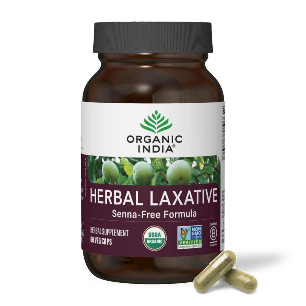ORGANIC INDIA Kräuter Laxative Supplement - Natürliche Laxative für Verstopfung, Kräuter Laxative Kapseln, Verstopfung Relief für Frauen und Männer - USDA Certified Organic, Non-GMO, Vegan - 60 Kapseln