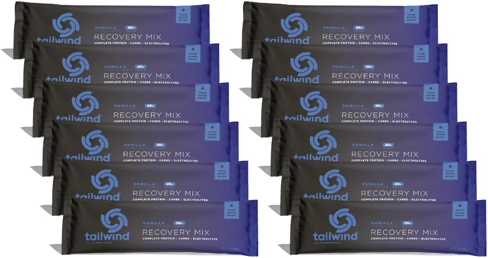 Tailwind Nutrition Recovery Mix, 20 Grammi Proteine Complete, Carbohydrates e Electrolytes Powder Drink Mix per Post-Workout, Libero di Glutine, Soia e Dairy, Vegan, 12 Serve, Vanilla