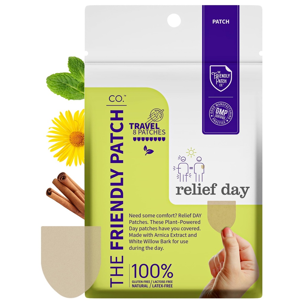 Relief Day Patch - Arnica, White Willow Bark, Saffron & Peppermint per Soreness e disagio per le donne e gli uomini