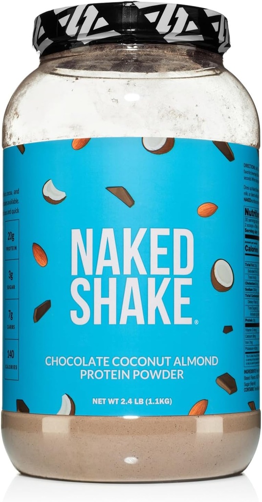 Naked Shake - Chocolate Coconut Almond Protein Powder - Flavored Plant Based Protein aus US & Canadian Farms mit MCT-Öl, Glutenfrei, Sojafrei, Keine GVO oder künstliche Süßungsmittel - 30 Servierungen