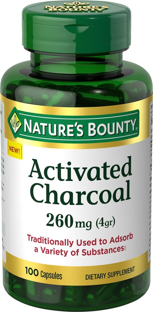 Carbone attivo della natura 260 mg, 100 capsule, integratore alimentare per sostenere uno stile di vita sano