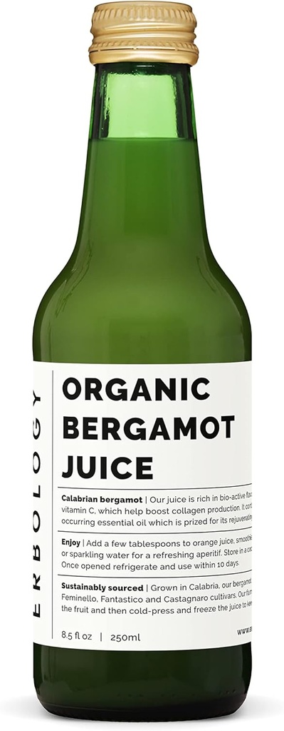 100% Organic Bergamot Juice 250ml (Box di 12) - Supporta la produzione di collagene - Ricco di bioattivi Flavonoidi - Dritto da Fattoria in Italia - Undiluted - No Aggiunto Zucchero - Non-GMO