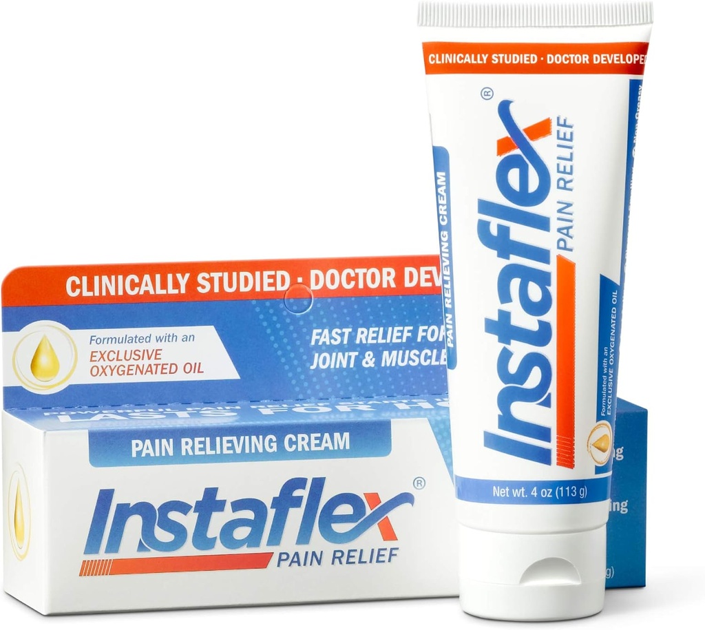 Instaflex Pain Relief Cream délivre un soulagement de la douleur cliniquement étudié de l'arthrite, des douleurs dorsales, des souches et des douleurs articulaires et musculaires (4 oz)