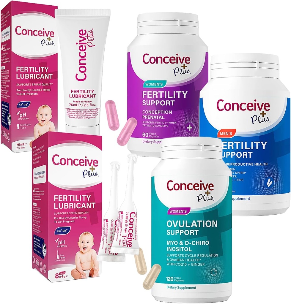 CONCEIVE PLUS Complete Fertility Bundle - Versuchen, um Couples Kit TTC Fertility Supplements und Sperm Friendly Lubricants