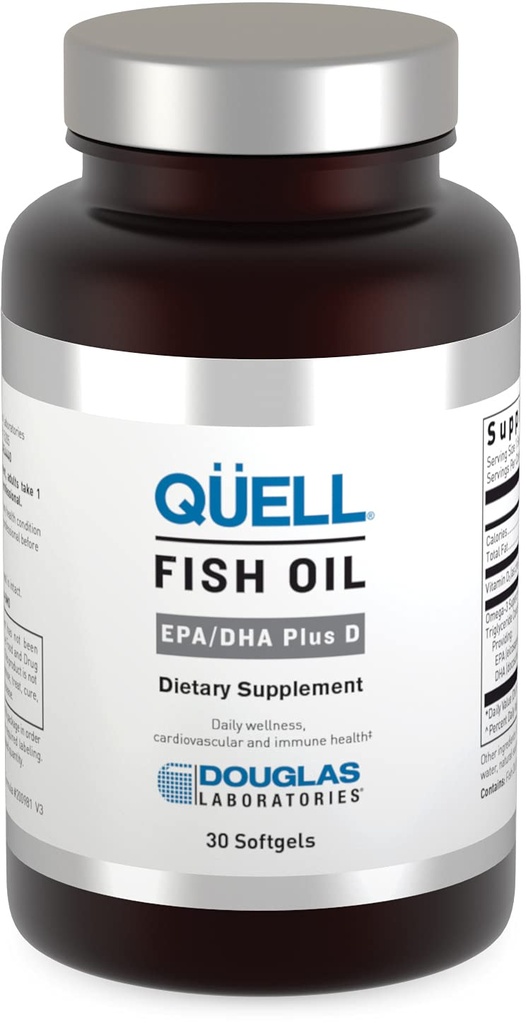 Douglas Laboratories Quell Fish Oil EPA/DHA Plus D | 3:2 Verhältnis von EPA zu DHA Essential Omega 3 Fettsäuren Plus 1.000 I.U. von Vitamin D3* | 30 Softgels