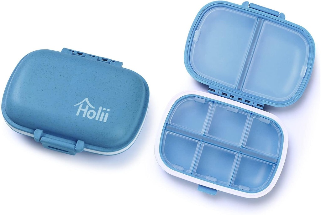 Holii 2PS 8 scomparti Organizzatore di viaggio Pillole, Farmacia tascabile per il contenitore di medicina portatile dell'organizzatore di medicina del contenitore della vitamina (blu)