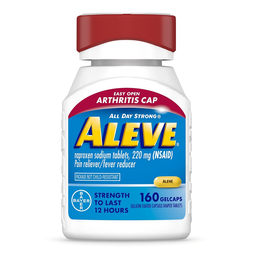 Aleve Gelcaps avec capsule d'arthrite ouverte facile, Naproxen Sodium, Médicaments pour l'arthrite Douleur, 160 Compte