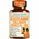 Glucosamine Chondroïtine MSM avec peptides de collagène hydrolysés - Supplément de soutien conjoint avec Quercetin, Bromelain & Boswellia Extract - pilules de collagène pour ongles de peau de cheveux - ASF Admissible 120 capsules