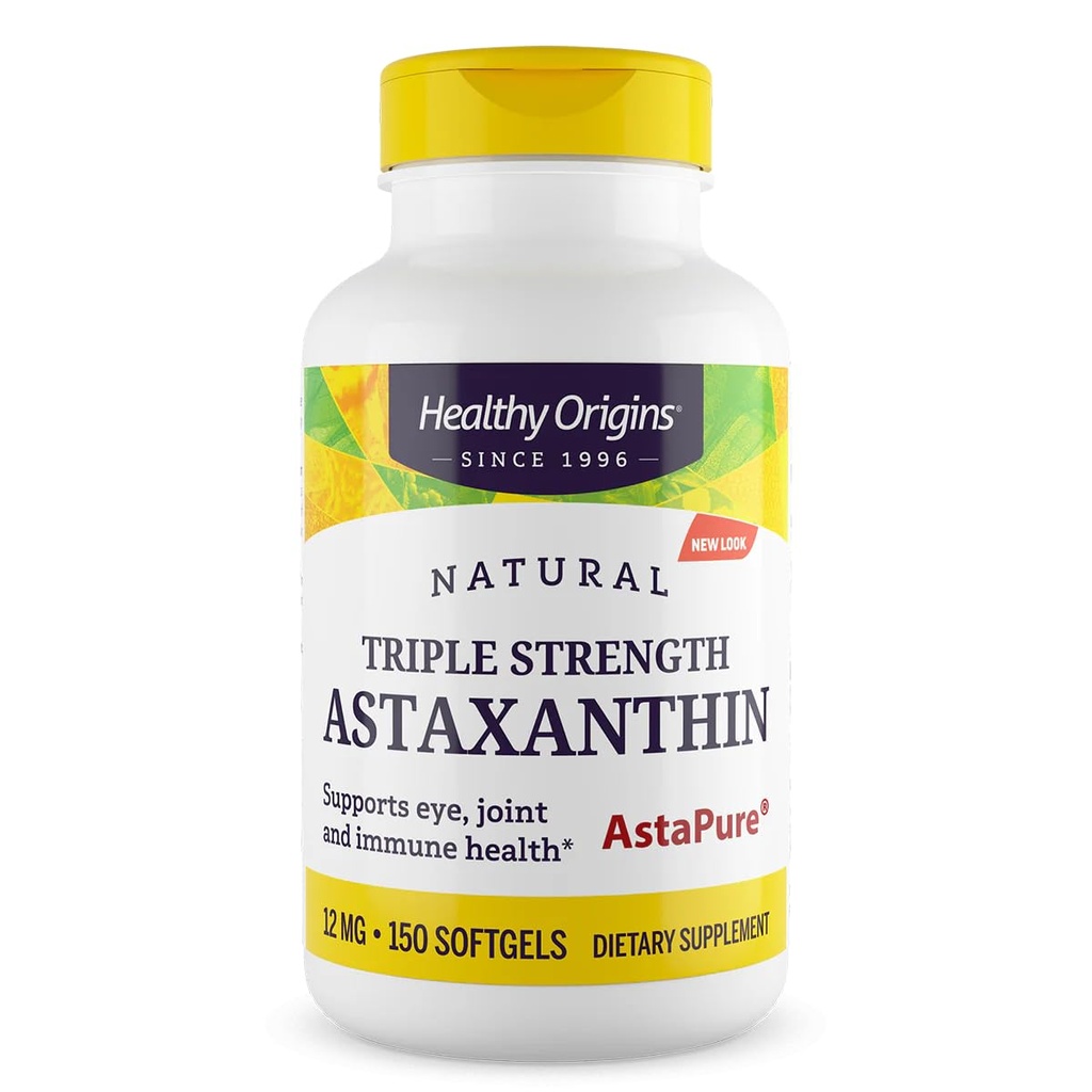 Gesunde Herkunft Astaxanthin 12 mg (Natural, Astapure, Triple Strength, Non-GMO, Glutenfrei, Augenunterstützung, Gelenkunterstützung, Immununterstützung), 150 Softgels