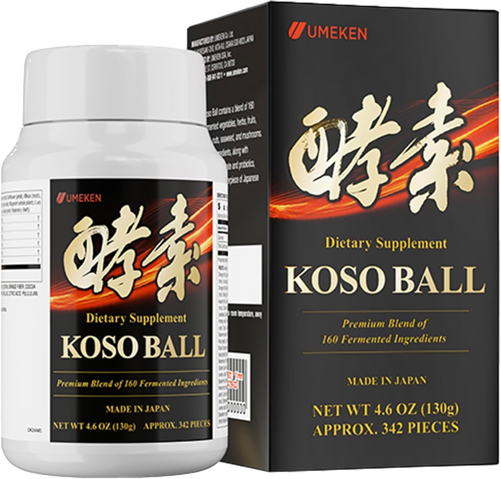Koso Ball infusé avec Pure 160 ingrédients fermentés, soutient la santé de l'estomac et de l'intestin, la santé immunitaire, suppléments japonais pour le bien-être global et la nutrition équilibrée, petites 342 pièces, paquet de 1