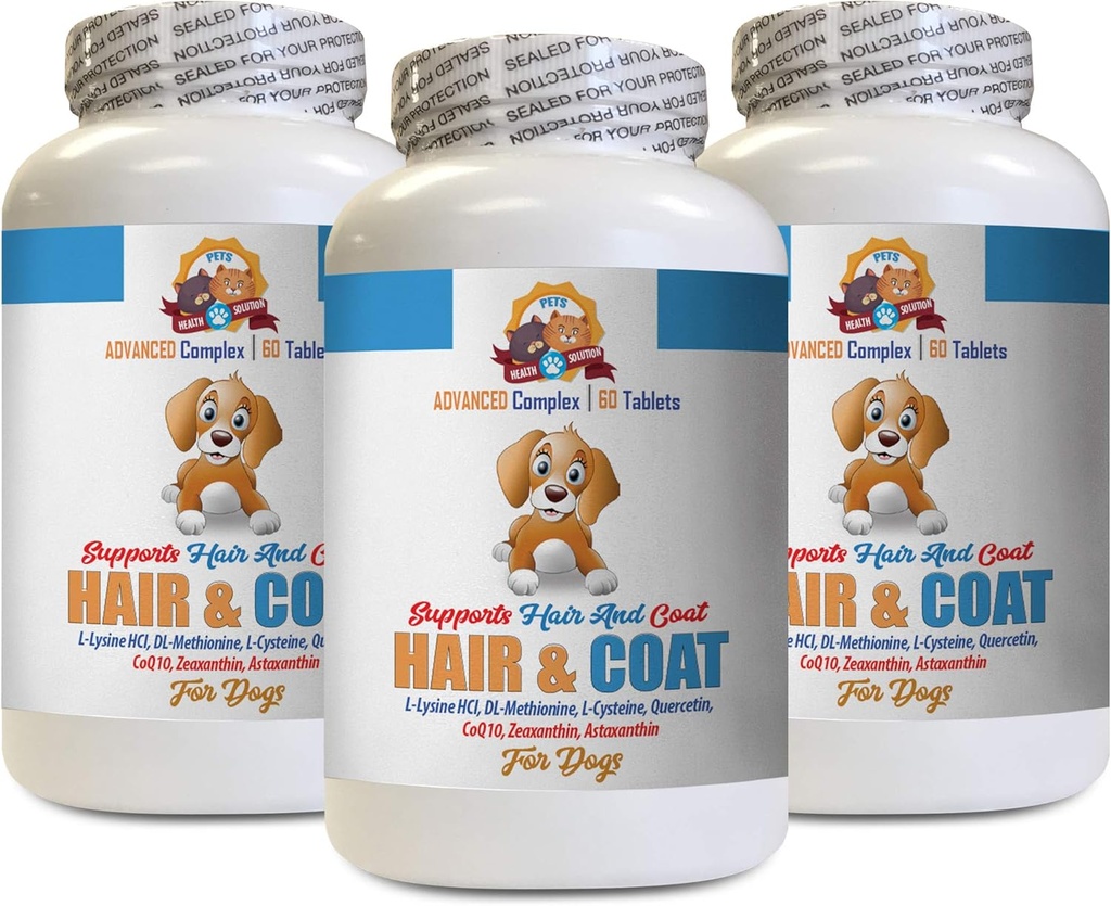 Boost Immune per Cani - Capelli e Cappotto Salute - Pelle Itch Relief - Salute Unghie - Supplementi antiossidante per cani - 3 Bottiglie (180 compresse)