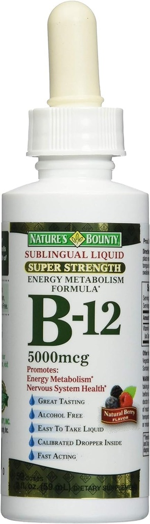 Bounty B-12 5000 mcg Sublingual Liquid Energy Health 2 oz (Pack of 3)