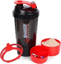 XTK Shaker Bottle 16OZ Protein Shaker Bottles mit Mix Ball Portable Sports Water Bottle Leak Proof GYM Cup für Proteinmischungen mit Storage & Pill Organizer, Ideal für Pre Workout, BPA Free (Red)