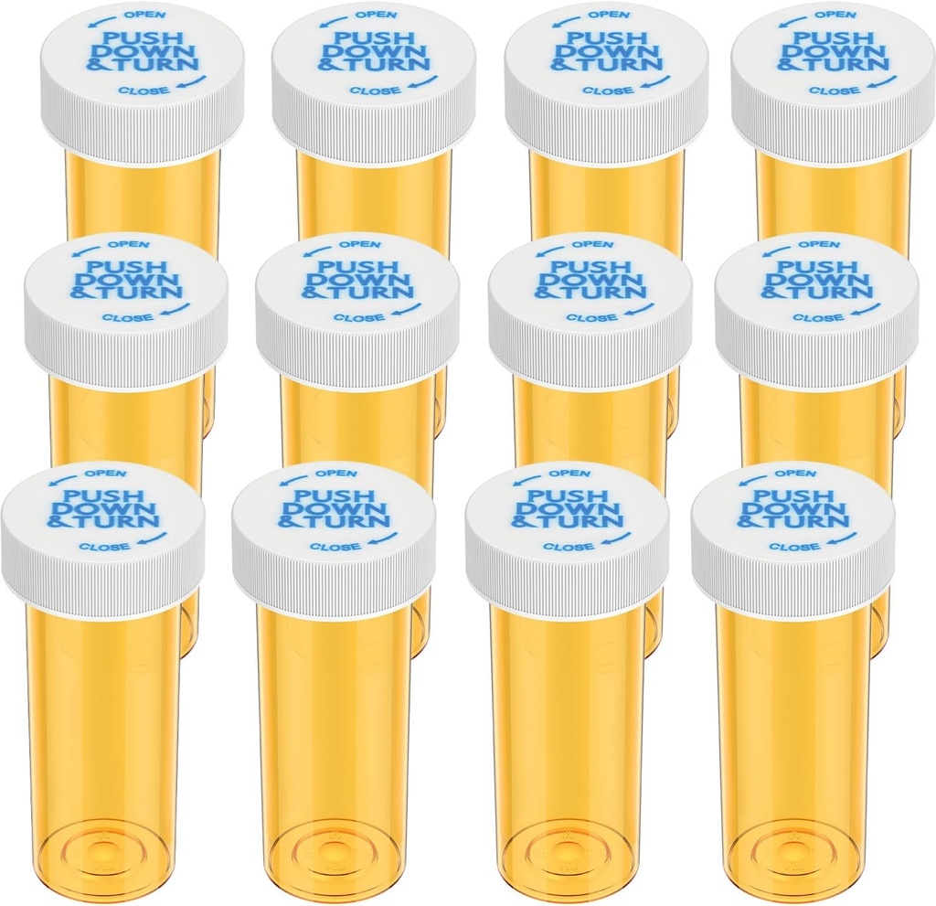 Leere Kunststoff Medizin Pillen Flaschen mit kinderbeständigen Kappen (12 Pack), 8 Dram Small Prescription Vial Medicine Container Reisen Pillen Flaschen Klare Pillen Fall Organizer