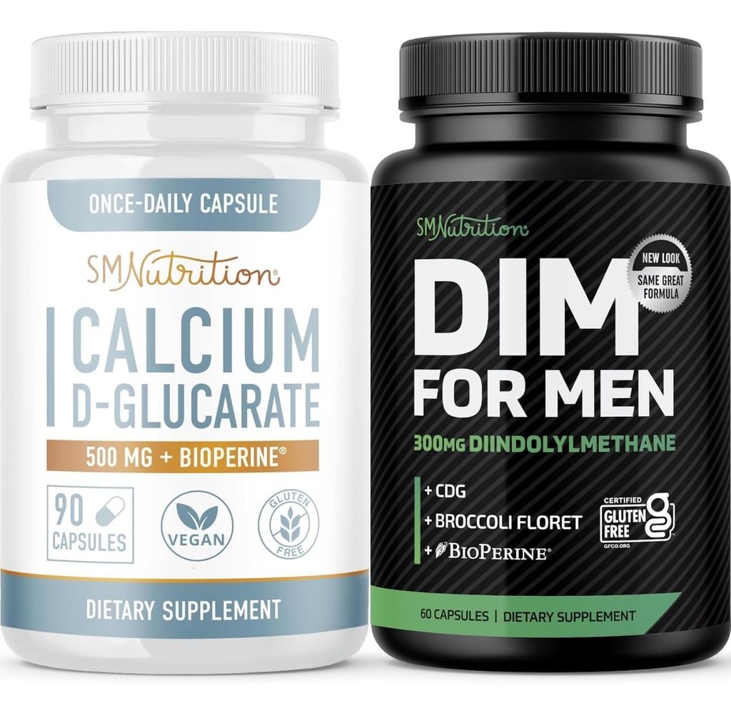 SMNutrition Men's DIM Supplement mit Calcium D-Glucarate | Male Hormon Balancing Bundle mit DIM-Komplex für Männer (60 Servierungen) und Vegan Gluten Free Non-GMO CDG Supplement (90 Servierungen)