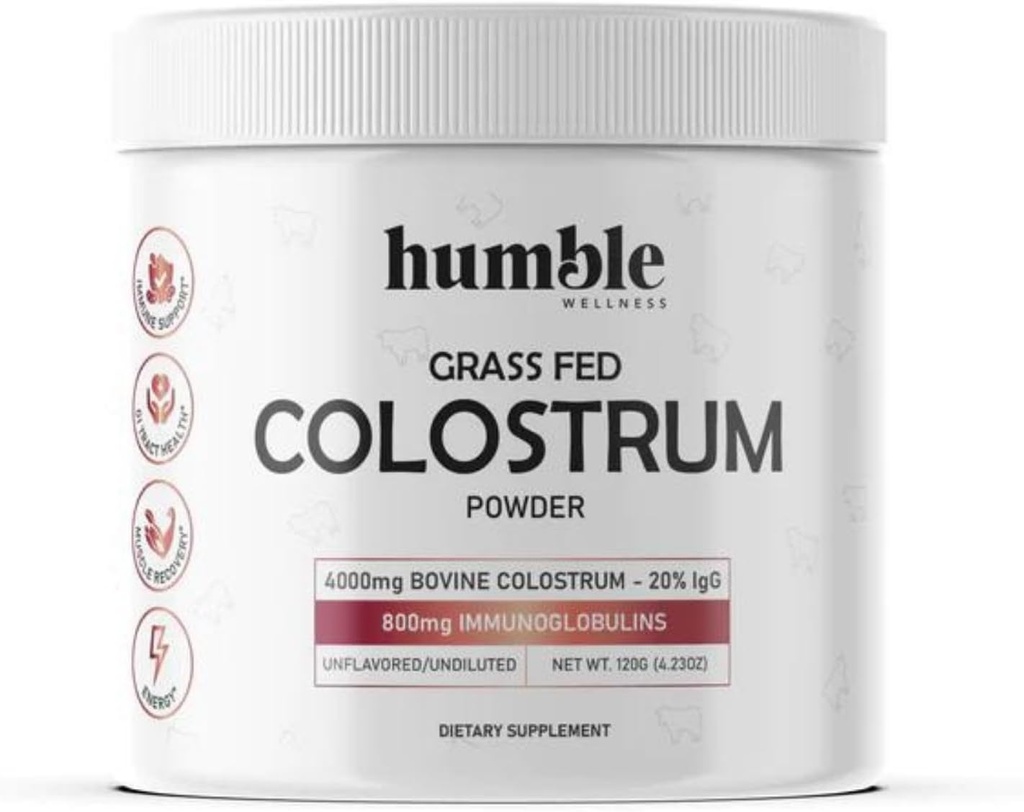 Polvere di Colostrum Fed - Grass Fed - Contenuto IgG - 4000mg Bovine Colostrum - 20% IgG - Salute Gut - Crescita dei capelli, Beauth e Immunity - 30 Serve