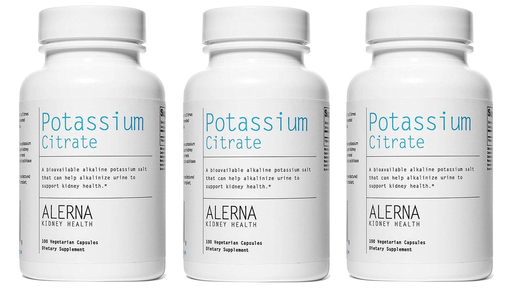 Citrato di potassio 99 mg - Supporta bilancia elettrolita e pH normale - Integratore essenziale di supporto per il rene minerale - 100 capsule vegetariane (Pack of 3)