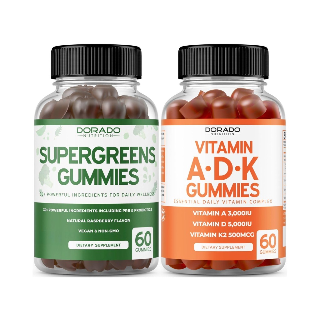 Supergreens Gummies (60 Gummis) Greens Supplements mit 8 Ingredient Power Blend - Superfood für Immunität Unterstützung für Erwachsene und ADK (60 Count) mit D & K - 10 Vegan Supplement - Non GMO & USA Made