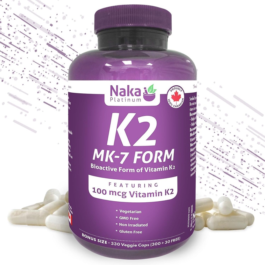 K2 MK-7 330, Naka Platinum K2 (MK-7 Form) 330 Veggie Caps - Exklusive Größe: 300 + 30 Free, 330 Count