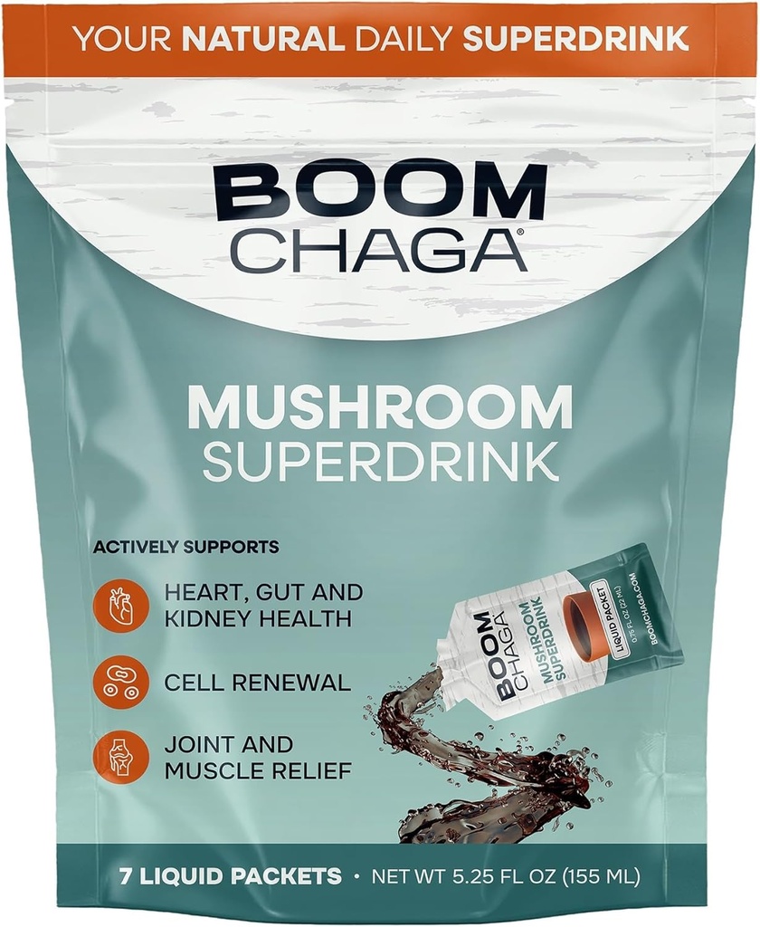Pilz Superdrink, flüssiger Konzentrat mit Antioxidantien für Entzündung und Immunität Boost, Beta-Glucans für Herzgesundheit, Oxalat-frei, 7 Single-Serving-Packets