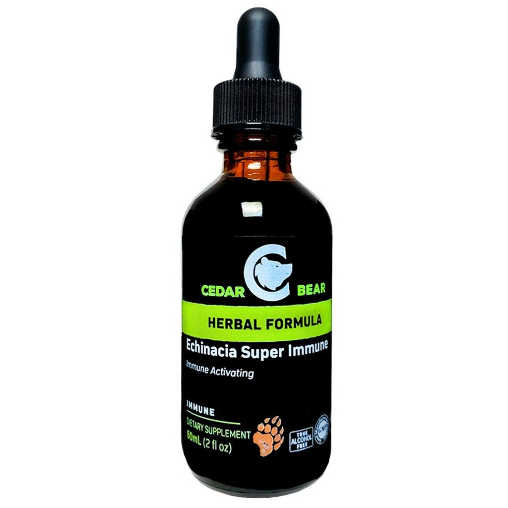Cedar Bear Echinacea Super Immune Mélanger un supplément à base de plantes liquides qui stimule votre système immunitaire pour aider à maintenir l'activité des cellules sanguines blanches et autres fonctions immunitaires 2 FL Oz
