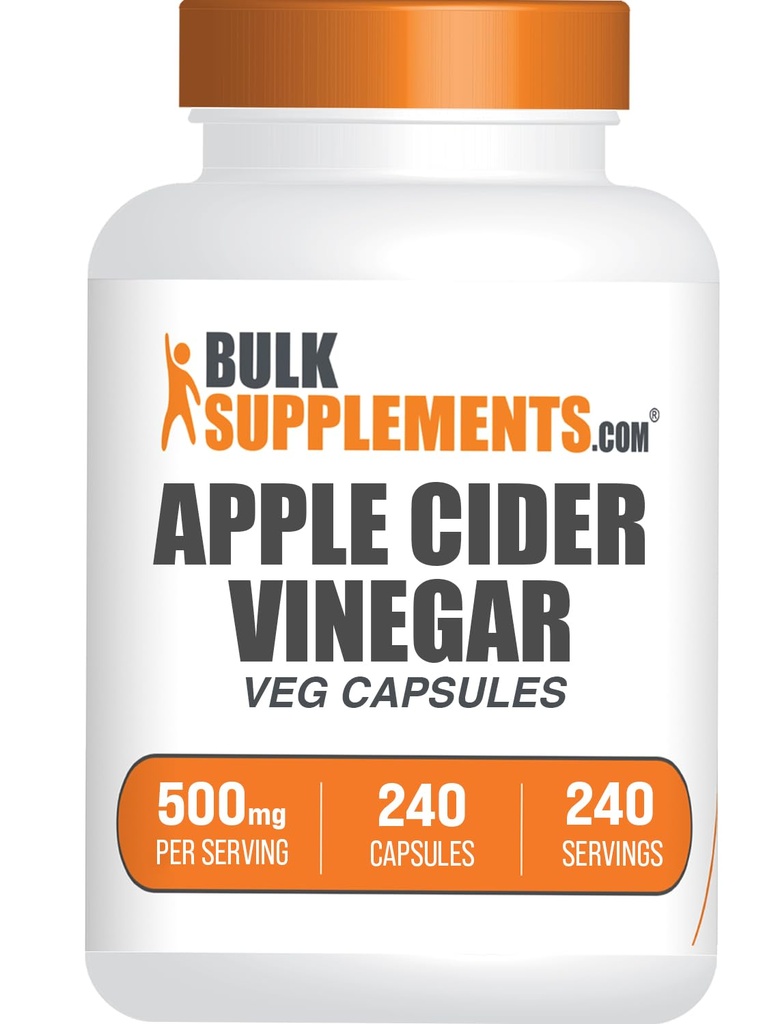 BulkSupplements.com Apfelessig Kapseln - ACV Kapseln, Apfelessig Ergänzungen, Apfelessig 500mg - Glutenfrei, Kapsel per Servieren, 240 Kapseln (Pack von 1)