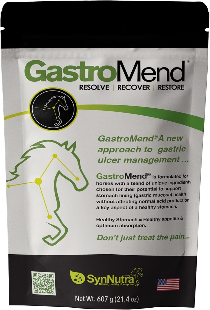 GastroMend® Integratore per la Salute Gastrointestinale per Cavalli, 100% Naturale, promuove Stomach e Gut Health in Equines, Benessere Digestivo Cost-Effettivo, 60 Servings per Pouch, Made in the USA