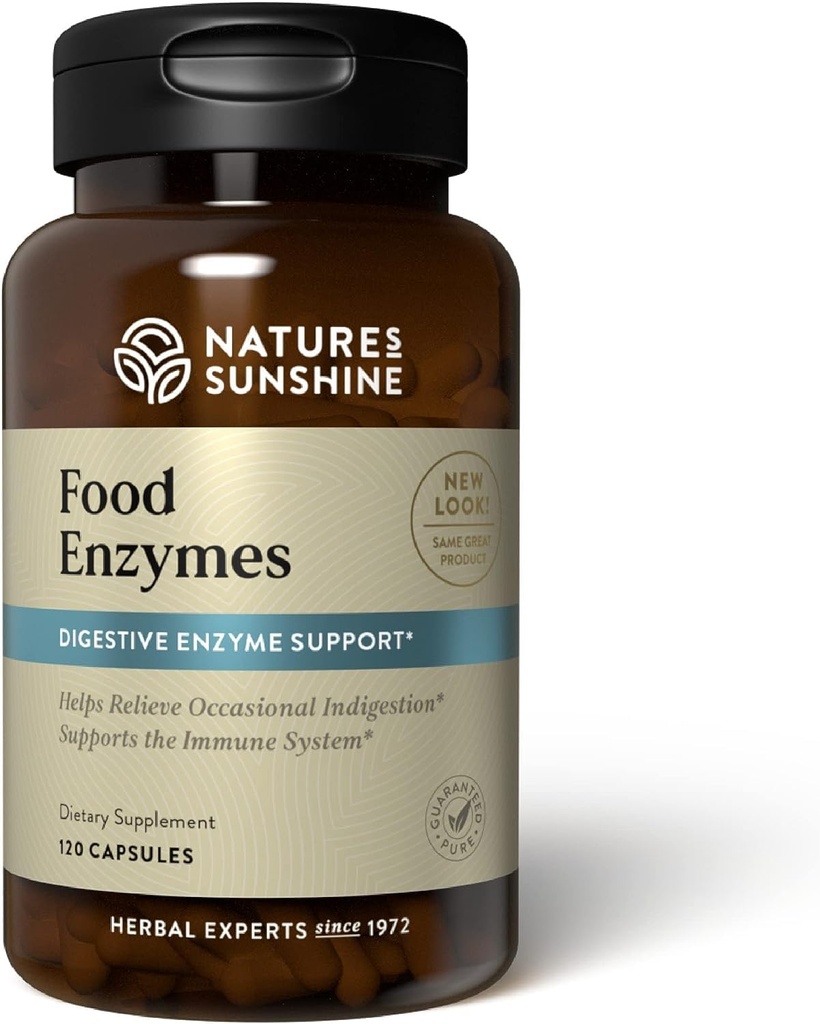 Nature's Sunshine Food Enzymes - Verdauungshilfe mit Präbiotika und Probiotika für Gutgesundheit - Verdauungsenzym-Ergänzung für Verdauungsgesundheit und Relief von okzialen Verdauungsstörungen