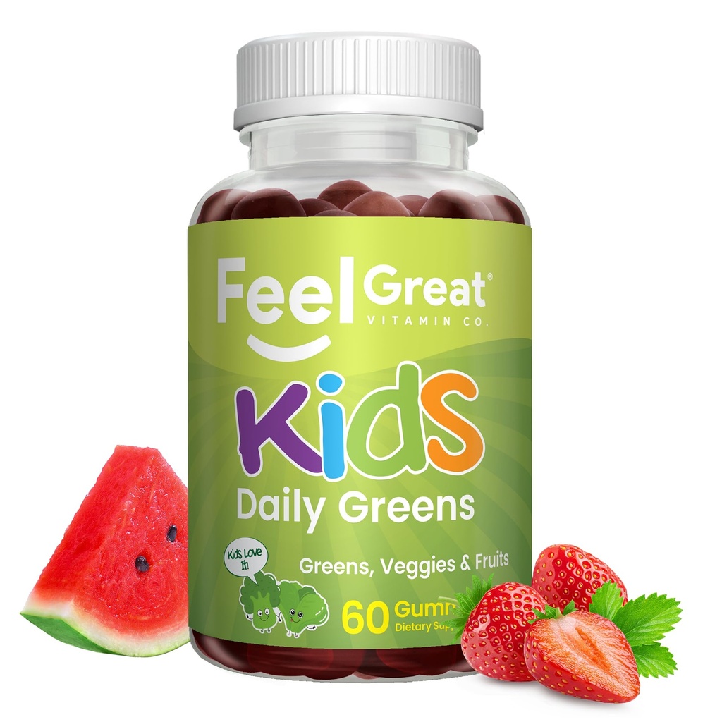 Gummie Super Verde per Bambini | Frutta e Verdura Gummies | Vegan Veggie Gummy Multivitamin per Bambini | Veggie Fiber Supplement | 60 Conte