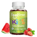 Feel Great Super Green Gummis für Kinder | Obst und Gemüse Gummis | Vegan Veggie Gummy Multivitamin für Kinder | Veggie Fiber Supplement | 60 Count