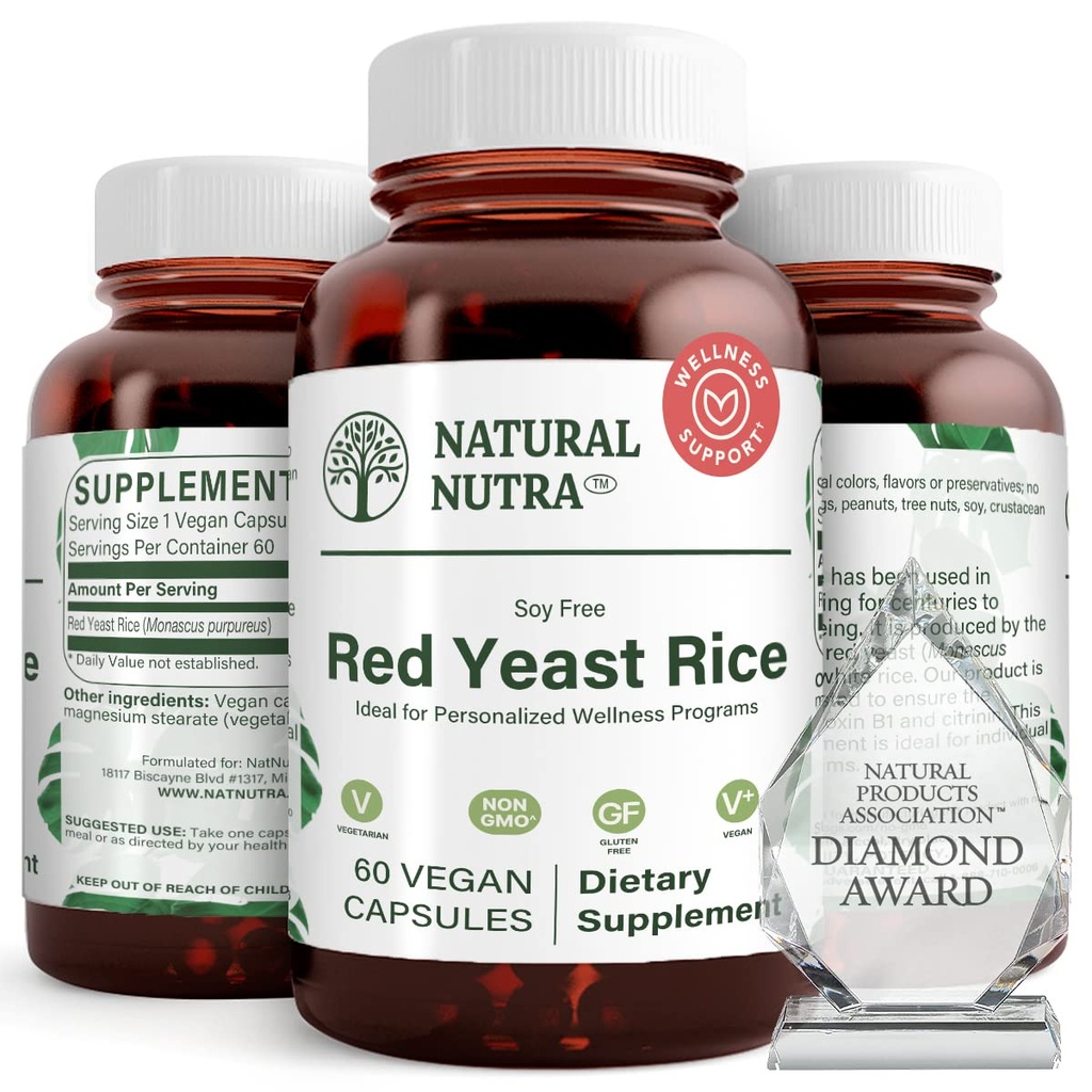 Estratto di riso di lievito rosso di Nutra, supporto cardiovascolare, aiuta a migliorare l'immunità, aiuta a mantenere i grassi del corpo e flusso fluido, migliorare la digestione, integratori senza glutine, 600 mg, 60 capsule (2 pacchetto)