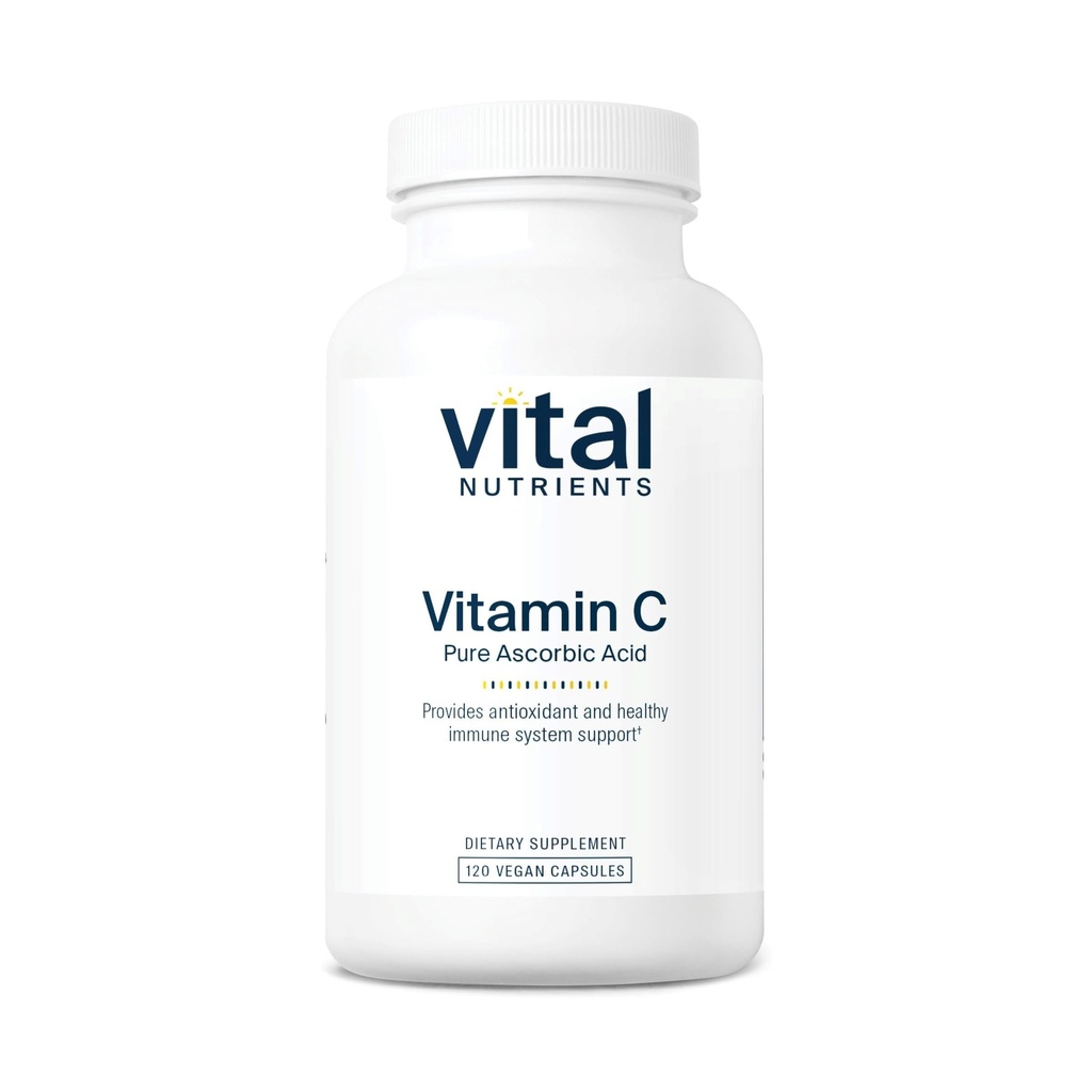 Vitamina C 1000mg (100% acido ascorbico puro) | Integratore antiossidante vegano per il supporto immunitario e l'assorbimento di ferro* | Glutine, latticini e soia Free | Non OGM | 120 capsule