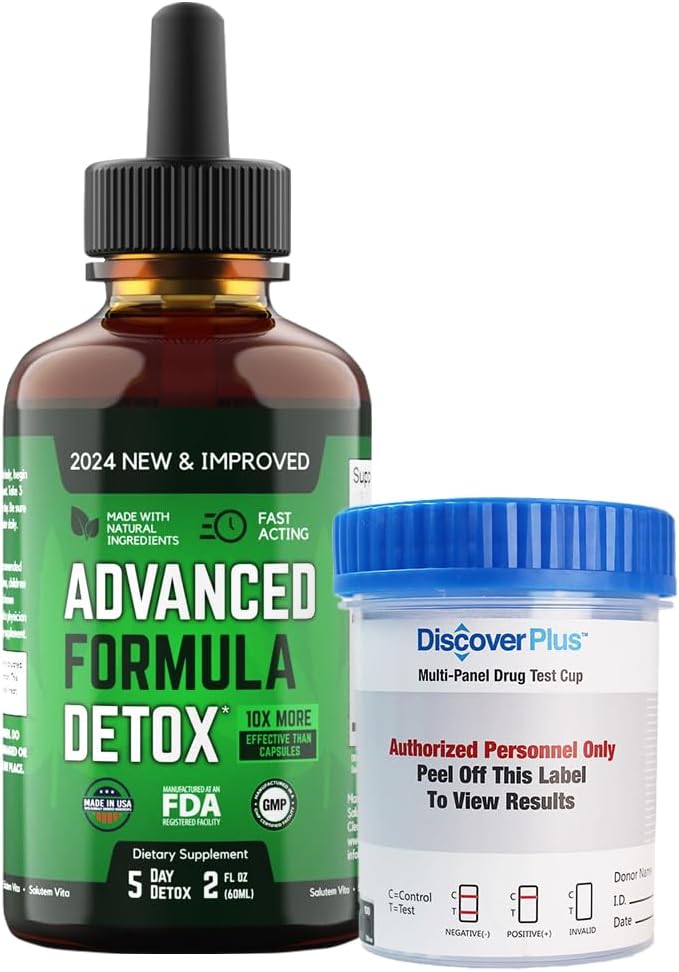Salutem VitaTM Liquid Advanced Formula Detox - Kit disintossicazione con Coppa di prova: Supplemento dietetico liquido per la pulizia totale del corpo - Supplemento per la rimozione della tossina - 1 Confezione - 2 Fl Oz (20 Serve)