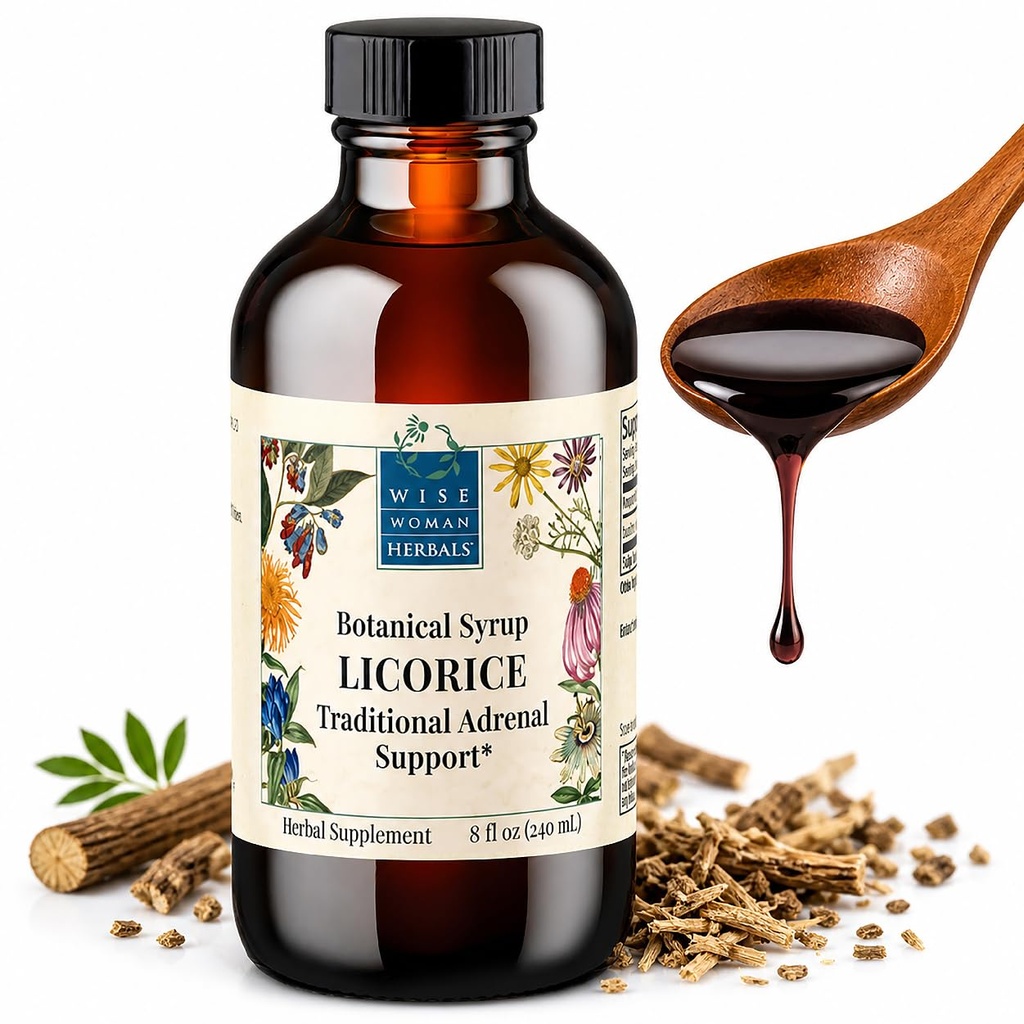 Wise Woman Herbals L'extrait solide de racine de réglisse 4:1, sans alcool, à base d'herbes digestives et stomach confort, équilibre adrénal, immunitaire et soutien respiratoire, soutient une réponse inflammatoire saine, 8 Fl Oz