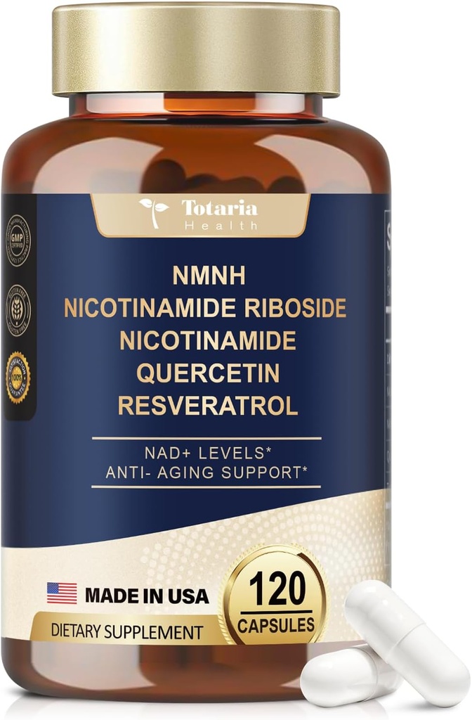 NMNH (Dihydronicotinamid Mononukleotid), Premium NMN Alternative Supplement mit Flash-freien Niacinamid (Vitamin B3), Quercetin und Trans-Resveratrol, 120 Kapseln