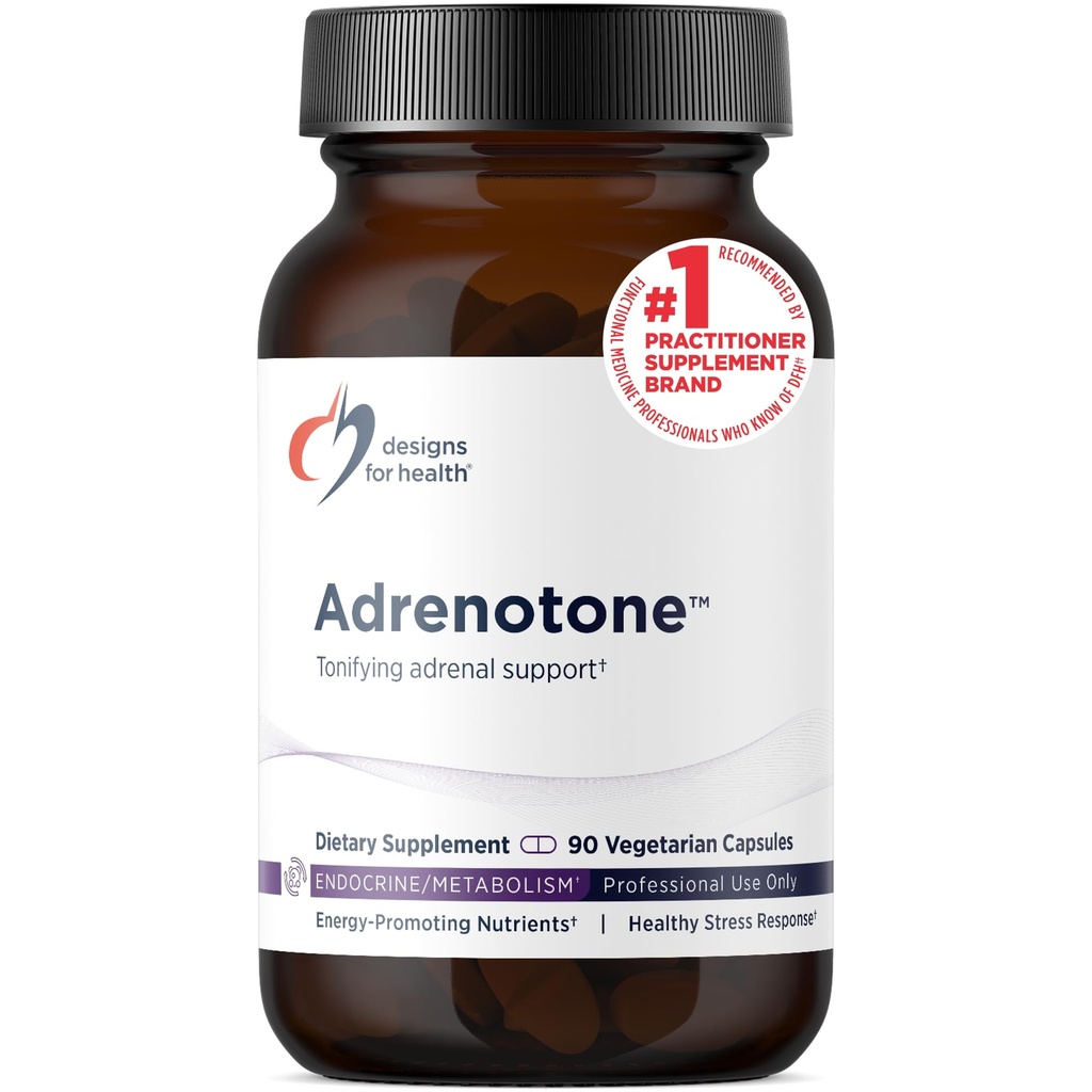 Designs für Gesundheit Adrenotone - Nebennieren-Unterstützung Ergänzung mit Rhodiola Rosea, Ashwagandha, Vitamine B6, B2 + B5 - Entwickelt zur Unterstützung von Nebennieren + Gesunde Cortisolspiegel (90 Kapseln)