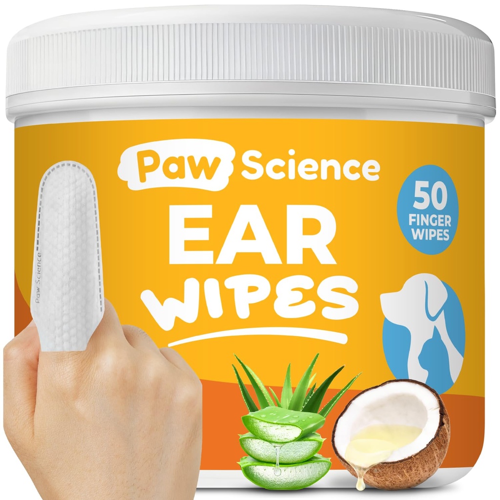 Detergente per cani Wipes – Finger Wipes per cani e gatti – Pulizia, lenizione, & deodorante prurito orecchie – Soluzione di sollievo per animali domestici (Coconut)