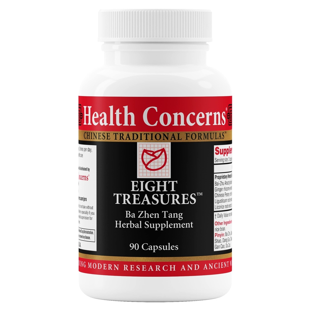 Préoccupations en matière de santé Huit trésors – Supplément sur le soulagement menstruel et la santé des femmes – Santé utérine, Fatigue, Cycles irréguliers, Récupération postpartum – Médecine chinoise à base de plantes – 90 capsules